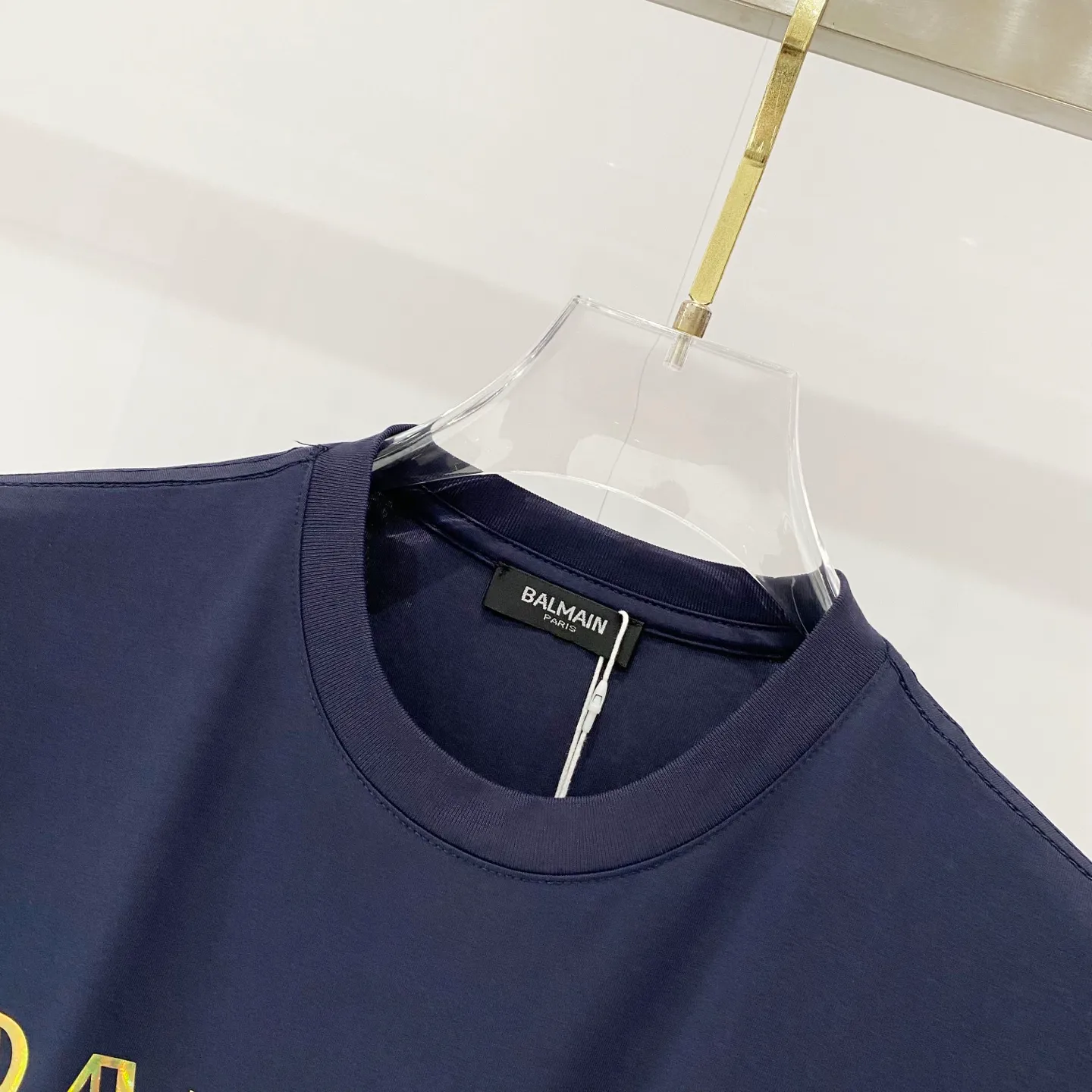 BALMAIN/Balmain - mercerized cotton gram T-shirt for men and women, bronzing brand letters on the front, colorful printed LOGO, pure quality, original fabric 100% cotton, Versatile fashion, light luxury trend, tag, collar label, wash, three labels complete Size: S-2XL Color: Black.White.Royal Blue.